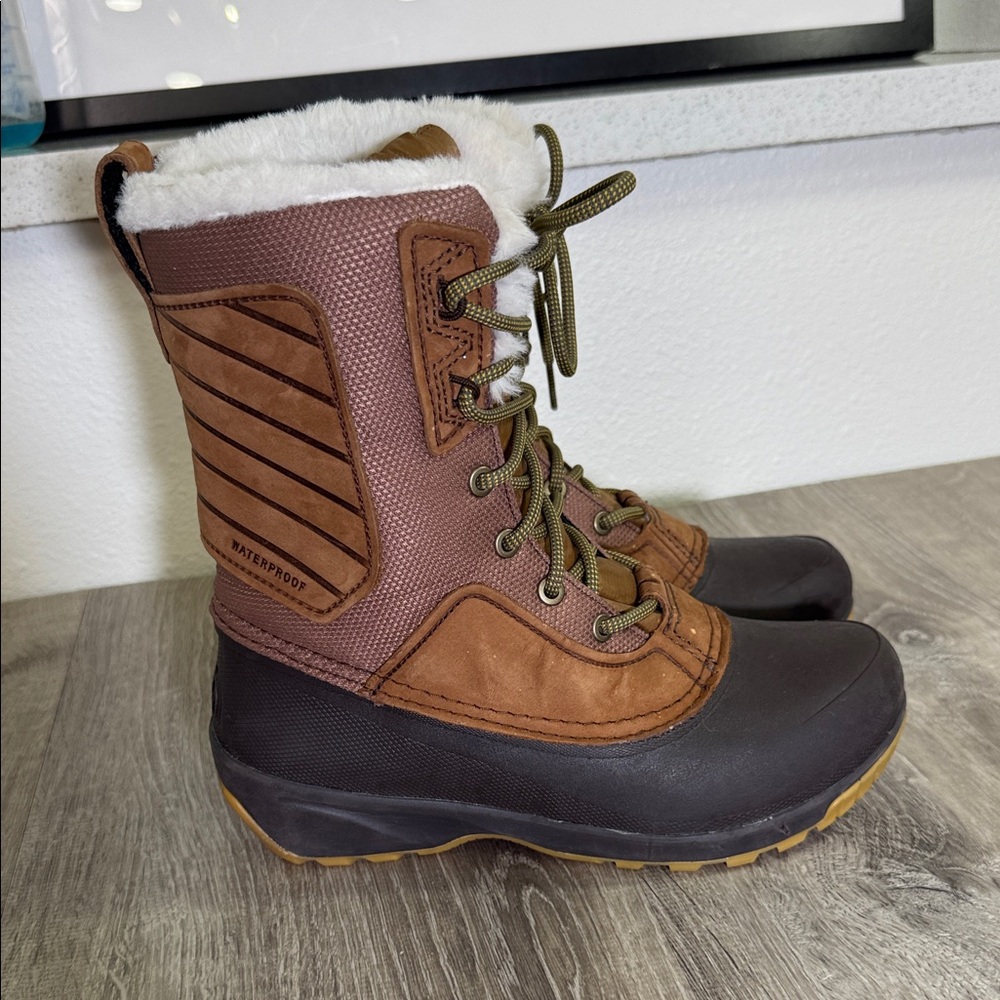 The North Face Brown and Black Winter Boots